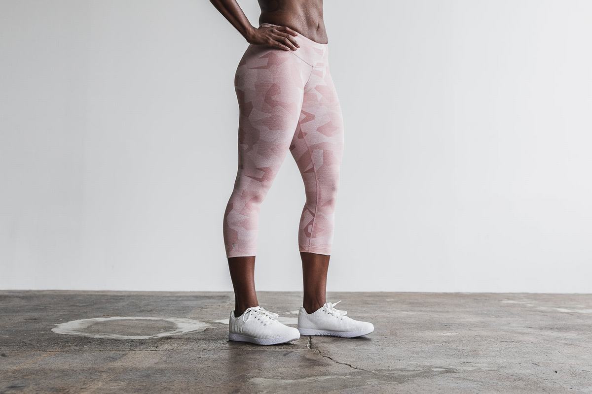 Nobull Crop Melange Women's Tights Rose Camo | Australia (QZ3685)